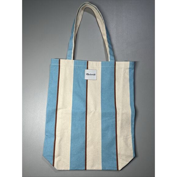 Madewell The Reusable Tote Bag in Striped Canvas Porcelain Blue Multi - Picture 1 of 7